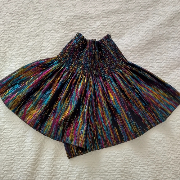 QUEEN OF SPARKLES Pants - Queen Of Sparkles Black Rainbow Leather High Rise Swing Shorts Sz Xs
